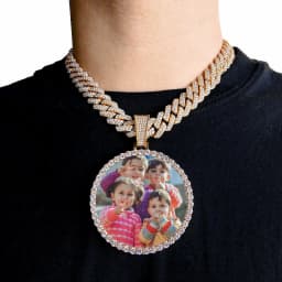 Custom Made Big Photo Medallions 18k Gold Necklace Pendant Iced Out Cuban Men Hip Hop Picture Jewelry Gift Can Free Custom Logo