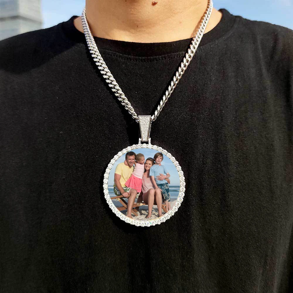 Custom Made Big Photo Medallions 18k Gold Necklace Pendant Iced Out Cuban Men Hip Hop Picture Jewelry Gift Can Free Custom Logo