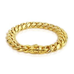 6mm-14mm18k Gold Plated Stainless Steel Cuban Bracelets Curb Cuban Link Chain Bracelets For Hiphop Jewelry