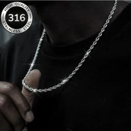 1 Piece Silver Color Width 2mm/3mm/4mm/5mm Rope Chain Necklace for Men Women Stainless Steel Twisted Singapore Layering Collier