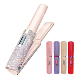2-IN-1 Electric USB Hair Straightener Curler Fashion Colored Diamond Design Wireless Travel Hair Straightening Styler Brush