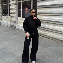 Autumn and winter suit semi-open pullover sweater trousers two-piece set