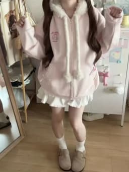 Japanese Sweet Hooded Cardigan Sweatshirt Embroidery Women Cute Jacket Spring Autumn Coat Hooded Y2k Kawaii Outerwear New