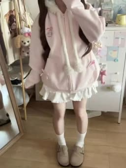 Japanese Sweet Hooded Cardigan Sweatshirt Embroidery Women Cute Jacket Spring Autumn Coat Hooded Y2k Kawaii Outerwear New