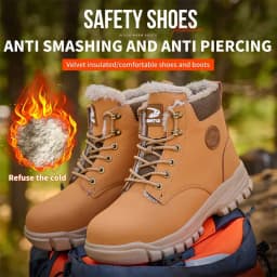 2025Fashion Winter Warm Men's Work Safety Boots Waterproof Sturdy Steel Toe Shoes Sports Shoes Safety Protection Cold Prevention