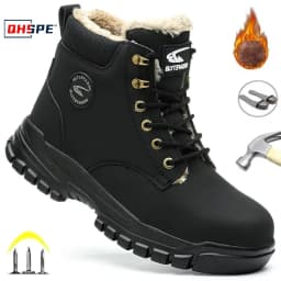 2025Fashion Winter Warm Men's Work Safety Boots Waterproof Sturdy Steel Toe Shoes Sports Shoes Safety Protection Cold Prevention