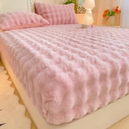 Winter Luxury Warm Faux Fur Fitted Sheet Solid Color Fluffy Soft Long Plush Bed Sheet Set Queen King Thick Padded Mattress Cover