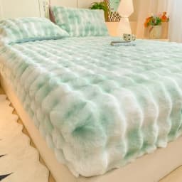 Winter Luxury Warm Faux Fur Fitted Sheet Solid Color Fluffy Soft Long Plush Bed Sheet Set Queen King Thick Padded Mattress Cover