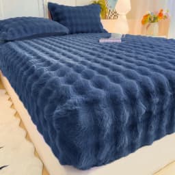 Winter Luxury Warm Faux Fur Fitted Sheet Solid Color Fluffy Soft Long Plush Bed Sheet Set Queen King Thick Padded Mattress Cover