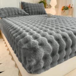 Winter Luxury Warm Faux Fur Fitted Sheet Solid Color Fluffy Soft Long Plush Bed Sheet Set Queen King Thick Padded Mattress Cover