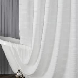 Waterproof Polyester Woven Fabric Shower Curtain White Flocking Shower Curtains for Bathroom Bathtub Bathing Cover with Hooks