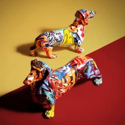 Creative Home Modern Painted Colorful Dachshund Dog Decoration Wine Cabinet Office Decor Desktop Crafts