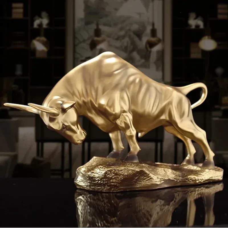 Lucky Taurus Zodiac Ornament Resin Cow Statue Desktop Office Desk Decor Modern Bookcase Display Home Decoration Creative Gift