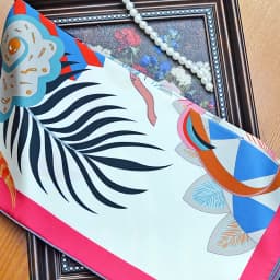 Pink Decorative Silk Scarf 90*90 Silk Satin Wrap Scarf Screen Printing Process Hand-Crimped Edges "M90F275-2"