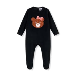 AA-Sibling Family Matching Black Velour Children Pajamas Nightgown baby Romper sherpa Bear Pajamas Set