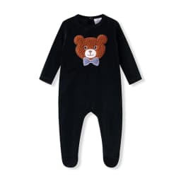 AA-Sibling Family Matching Black Velour Children Pajamas Nightgown baby Romper sherpa Bear Pajamas Set