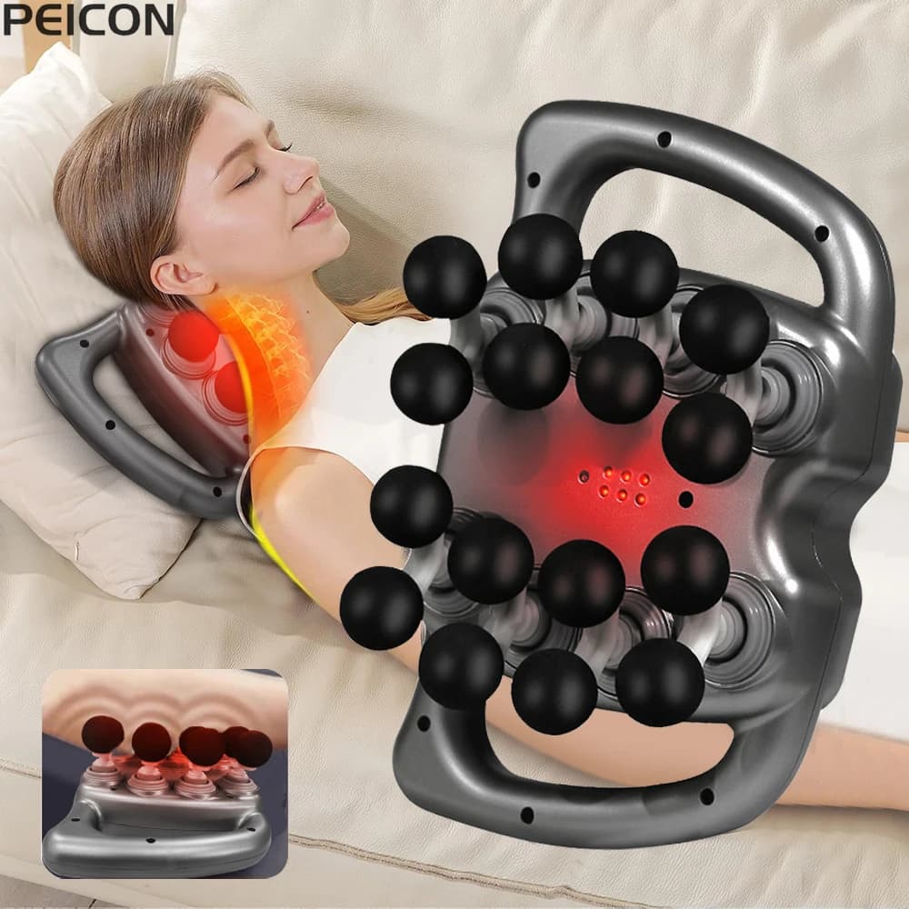 Fascia Massage Gun High Frequency Body Neck Shoulder Back Waist Massager Professional Muscle Massage Machine 16-Head Fascia Gun