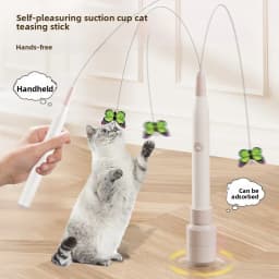 Electric Suction Cup Cat Toy Rotating Butterfly Flying Cat Self-entertaining Toy Long Rod Steel Wire Cat Teaser Toys