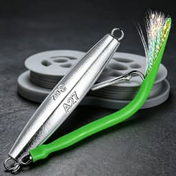 1pc Diamond Jigs Saltwater Fishing Lures Spoon Metal Jig with Tube Tail Trolling Jig Bait Stripers Bass Tuna Surf Fishing