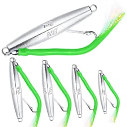1pc Diamond Jigs Saltwater Fishing Lures Spoon Metal Jig with Tube Tail Trolling Jig Bait Stripers Bass Tuna Surf Fishing