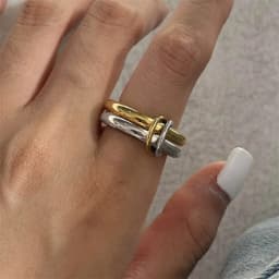 Unique Design Stainless Steel Hollow Irregular Geometric Ring for Women Waterproof Golden Fashion 2025 Charm Jewelry