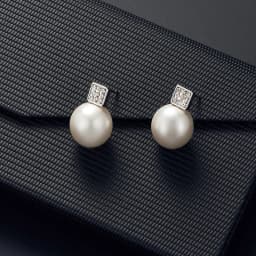 2 PCS Imitation Pearl Pendant Women Necklace Earring Stud Set Silver Color Snake Chain Square Metal Full Crystal Jewelry Set