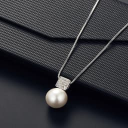 2 PCS Imitation Pearl Pendant Women Necklace Earring Stud Set Silver Color Snake Chain Square Metal Full Crystal Jewelry Set
