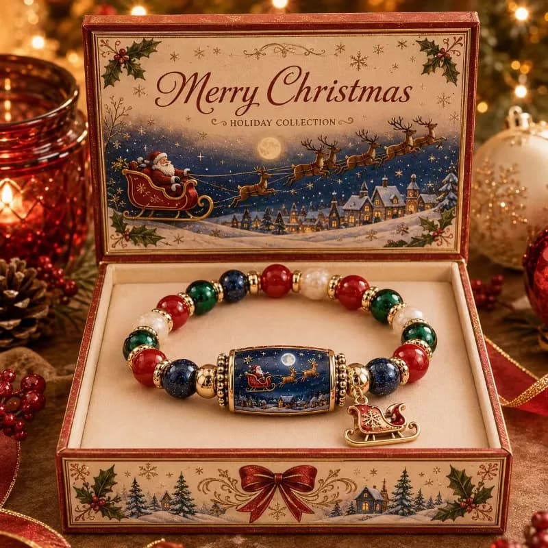 2026 Limited Edition Christmas Magic Collection Bracelet for Women Girls, Stretch Beaded Bracelets Stocking Charms, Jewelry Gift