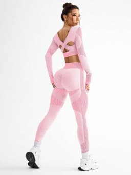 2pcs Hot-selling New Sports Tight Running Breathable Seamless Yoga Suit Women's Outdoor Fitness Suit Women's