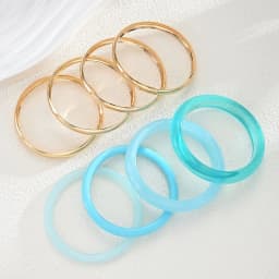 8pcs/4pcs Vintage Bracelet Set for Women Fashion Elegant Minimalist Blue Resin Tie Dye Stackable Bangle Beach Holiday Jewelry