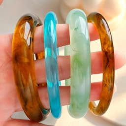 8pcs/4pcs Vintage Bracelet Set for Women Fashion Elegant Minimalist Blue Resin Tie Dye Stackable Bangle Beach Holiday Jewelry