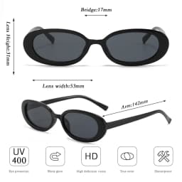 Retro Classic Small Oval Sunglasses Women Fashion Champagne Lens Shades UV400 Men Trending Street Photography Sun Glasses