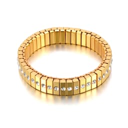 Lokaer 316L Stainless Steel CZ Crystal Elasticity Chain Bracelets For Women Real Gold Plated Trendy Waterproof Jewelry B23138