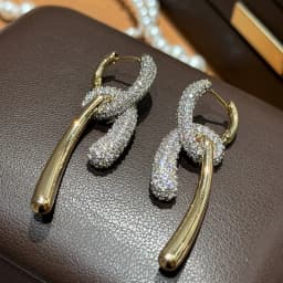 European And American Light Luxury Elegant Zircon Double Geometric Hoop Earrings Fashion Simple Metal Jewelry Party Gifts