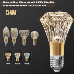 Modern Acrylic Diamond-Cut E27 E14 LED Bulb Chandelier Warm White Light cold 4000k Plug-in Hanging Lamp for Living Room Decor