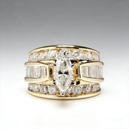 Gorgeous Three-Row White Zircon Engagement Rings Fashion Gold Color Party Anniversary Wedding Rings for Women