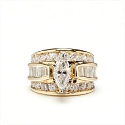 Gorgeous Three-Row White Zircon Engagement Rings Fashion Gold Color Party Anniversary Wedding Rings for Women