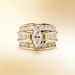 Gorgeous Three-Row White Zircon Engagement Rings Fashion Gold Color Party Anniversary Wedding Rings for Women