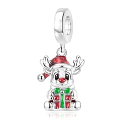 Fit Pandora 2027 Fashionable Original Hot Sales Reindeer Snow House Bead Pendant DIY Bracelet Necklace Jewelry Christmas Gift