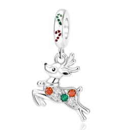 Fit Pandora 2027 Fashionable Original Hot Sales Reindeer Snow House Bead Pendant DIY Bracelet Necklace Jewelry Christmas Gift