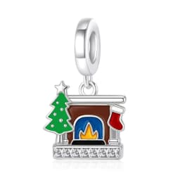 Fit Pandora 2027 Fashionable Original Hot Sales Reindeer Snow House Bead Pendant DIY Bracelet Necklace Jewelry Christmas Gift