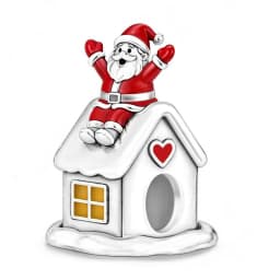 Fit Pandora 2027 Fashionable Original Hot Sales Reindeer Snow House Bead Pendant DIY Bracelet Necklace Jewelry Christmas Gift
