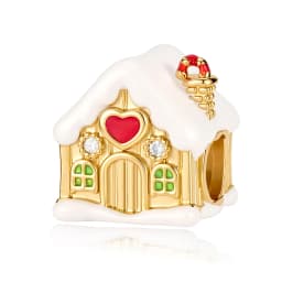 Fit Pandora 2027 Fashionable Original Hot Sales Reindeer Snow House Bead Pendant DIY Bracelet Necklace Jewelry Christmas Gift