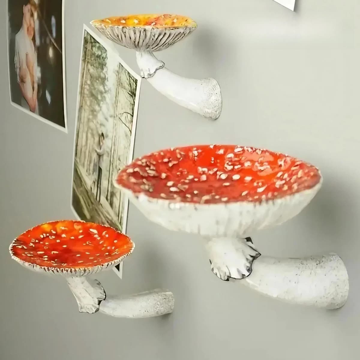 Floating Wall Shelf Mushroom Shape, Resin Hanging Shelf Handmade Display Rack Wall Mounted, Storage Organizer with Smooth Edge Lightweight Sturdy Mounting Hardware, for Bedroom Living Room Bathroom Entryway Hallway Plant Succulent Pot Modern Home Style