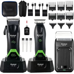 KEMEI 1386/1385 Professional Hair Clipper – Designed for Barbershops and Salons; Features Zero-Gap Blade for Fading, Detailed Styling, and Anti-Snag Performance