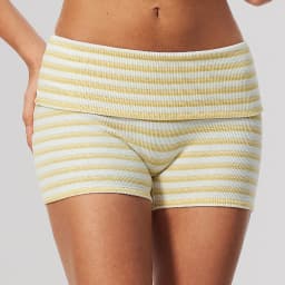 Stripes Yoga Shorts Women's Fold Over Waist Gym Fitness Short Tights Tummy Control Workout Fitness Shorts Female Pilates Tights