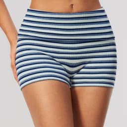Stripes Yoga Shorts Women's Fold Over Waist Gym Fitness Short Tights Tummy Control Workout Fitness Shorts Female Pilates Tights