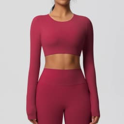 Yoga Shirts For Women Long Sleeve With Padded Fitness Running Gym Clothes Workout Dry Fit Breathable High Elastic Sports Top