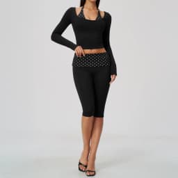 Striped Yoga Set Fitness Suit Gym Clothing Workout Tracksuit Women Sportswear 2 Piece Halter Long Sleeve Active Outfits Training