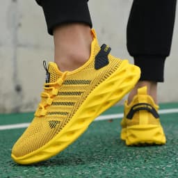 Unisex Men Sneakers Shoes Comfortable Breathable Couple Running Women Tennis Sports Shoe Size 37-47 Yellow Walking Sneaker
